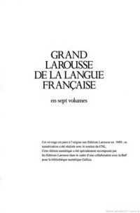 cover of the book Grand Larousse de la langue française. Tom 6 (PSO-SUR)