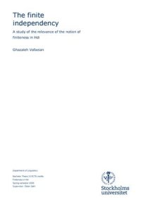 cover of the book The finite independency: A study of the relevance of the notion of finiteness in Hdi