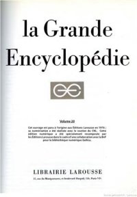 cover of the book Larousse. La Grande encyclopédie. Tom 20