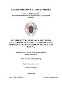 cover of the book Plenitud intramundana y salvación escatológica en África: Aproximación semiótica a la escatología tradicional bantú