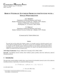 cover of the book Robust Feedback Synthesis Problem for Systems with a Single Perturbation