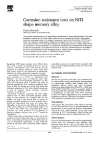 cover of the book Corrozion resistance test on NiTi shape memory alloy