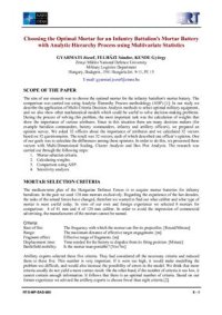 cover of the book Choosing the optimal mortar for an infantry battalion's mortar battery with analytic hierarchy process using multivariate statistics