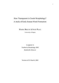 cover of the book How transparent is creole morphology? A study of Early Sranan word-formation