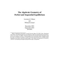 cover of the book The Algebraic Geometry of Perfect and Sequential Equilibrium