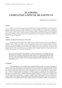 cover of the book El aimara como lengua oficial de los incas