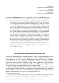 cover of the book Genetics of Indo-European populations: the past, the future