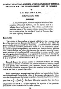 cover of the book An exact analytical solution of the equations of internal ballistics for the pressure-index law of burning