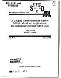 cover of the book A Coupled Thermochemistry-Interior Ballistic Model and Application to Electrothermal-Chemical (ETC) Guns