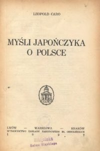 cover of the book Myśli Japończyka o Polsce