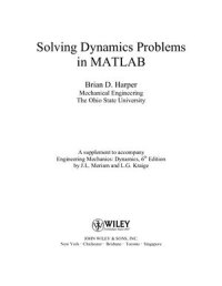 cover of the book Solving Dynamics Problems in MATLAB