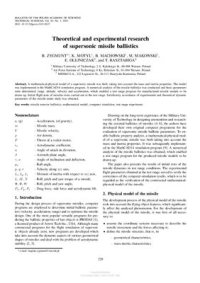 cover of the book Theoretical and experimental research of supersonic missile ballistics