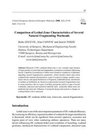 cover of the book Comparison of lethal zone characteristics of several natural fragmenting warheads