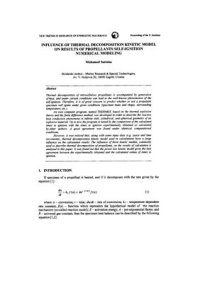 cover of the book Influence of thermal decomposition kinetic model on results of propellants self-ignition numerical modeling