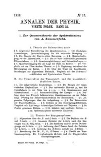 cover of the book Zur Quantentheorie der Spektrallinien