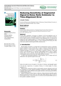 cover of the book Reducing Sensitivity of Segmental Signal-to-Noise Ratio Estimator to Time-Alignment Error