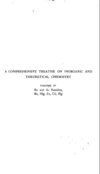 cover of the book A Comprehensive Treatise on Inorganic and Theoretical Chemistry: volume 4. Ra and Ac Families, Be, Mg, Zn, Cd, Hg