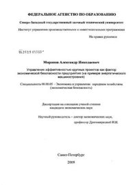 cover of the book Управление эффективностью крупных проектов как фактор экономической безопасности предприятия: на примере энергетического машиностроения