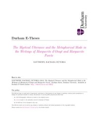 cover of the book The Mystical Utterance and the Metaphorical Mode in the Writings of Marguerite d’Oingt and Marguerite Porete [PhD thesis]