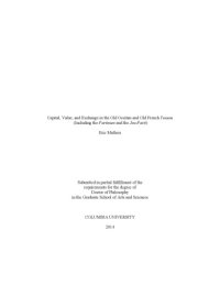 cover of the book Capital, Value, and Exchange in the Old Occitan and Old French Tenson (Including the Partimen and the Jeu-Parti) [PhD thesis]