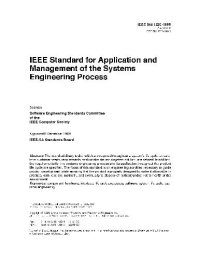 cover of the book IEEE Trial Use Standard for Application and Management of the Systems Engineering Process (IEEE Std 1220