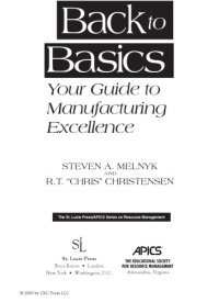 cover of the book Back to Basics: Your Guide to Manufacturing Excellence