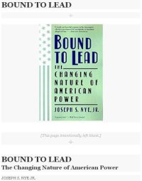 cover of the book Bound to Lead: The Changing Nature of American Power