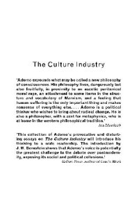 cover of the book The Culture Industry -- Selected Essays on Mass Culture