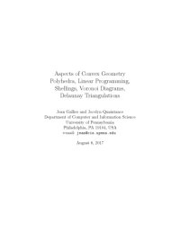 cover of the book Aspects of Convex Geometry: Polyhedra, Linear Programming, Shellings, Voronoi Diagrams, Delaunay Triangulations [lecture notes]