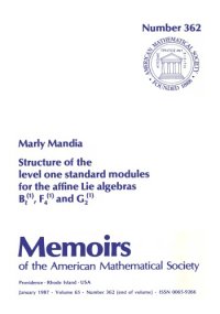 cover of the book Structure of the Level One Standard Modules for the Affine Lie Algebras Blp