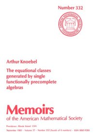 cover of the book Equational Classes Generated by Single Functionally Precomplete Algebras