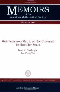 cover of the book Weil-petersson Metric on the Universal Teichmuller Space