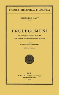 cover of the book Prolegomeni ad ogni metafisica futura che vorrà presentarsi come scienza