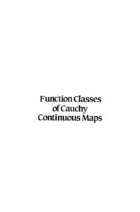 cover of the book Function classes of Cauchy continuous maps