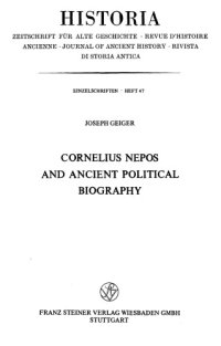 cover of the book Cornelius Nepos and ancient political biography