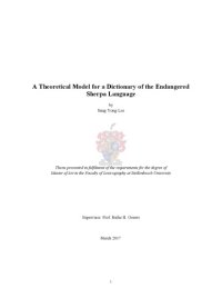 cover of the book A Theoretical Model for a Dictionary of the Endangered Sherpa Language