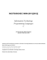 cover of the book INCITS/ISO/IEC 9899-2011[2012] - Programming Languages - C