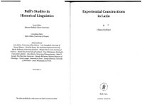 cover of the book Experiential Constructions in Latin