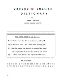 cover of the book Urhobo to English dictionary