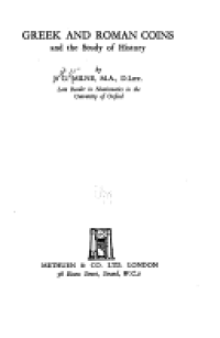 cover of the book Greek and Roman coins and the study of history