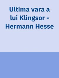 cover of the book Ultima vara a lui Klingsor