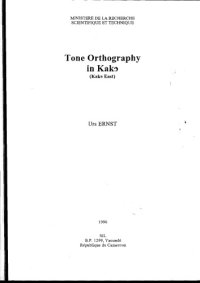 cover of the book Tone Orthography in Kakɔ (Kakɔ East)