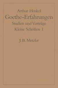 cover of the book  Goethe-Erfahrungen: Studien und Vorträge