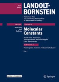 cover of the book Molecular Constants Mostly from Microwave, Molecular Beam, and Sub-Doppler Laser Spectroscopy: Paramagnetic Diatomic Molecules (Radicals), Part 1