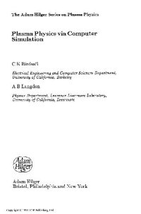 cover of the book Plasma physics via computer simulation