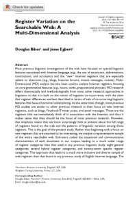 cover of the book Register Variation on the Searchable Web: A Multi-Dimensional Analysis [article]