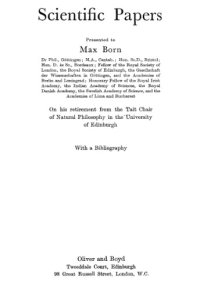 cover of the book Scientific Papers Presented to Max Born: On his retirement from the Tait Chair of Natural Philosophy in the University of Edinburgh