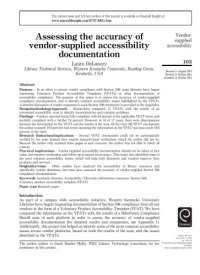 cover of the book Assessing the accuracy of vendor-supplied accessibility documentation