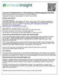 cover of the book Journal of Agribusiness in Developing and Emerging Economies