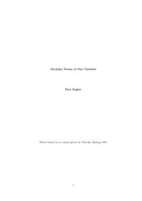 cover of the book Modular Forms of one variable